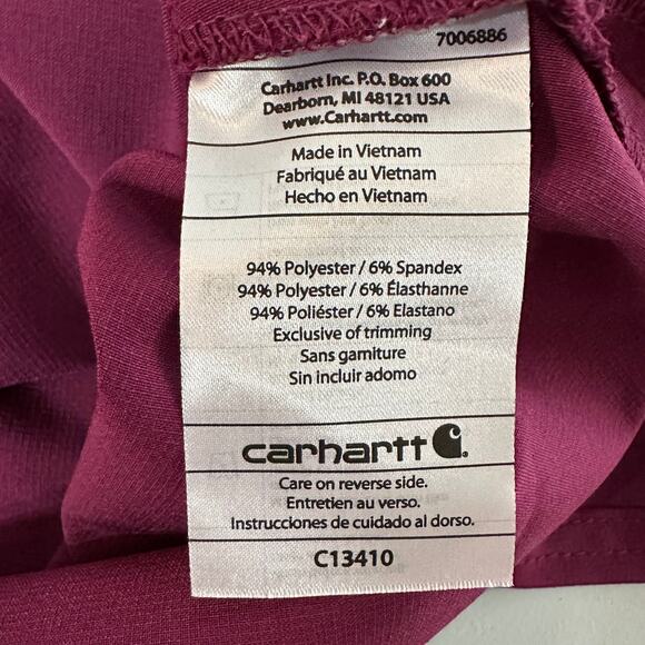Carhartt Women’s Force Scrub Top Modern Fit V-Neck Burgundy Wine‎ Size L Pocket - Picture 5 of 8